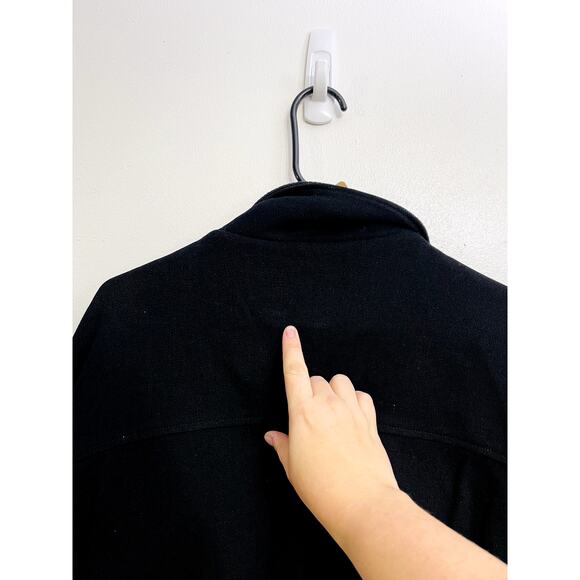 Vintage Men's Black Melton Bomber Jacket Evergreen Wool Blend Size L Old Money - Picture 3 of 4